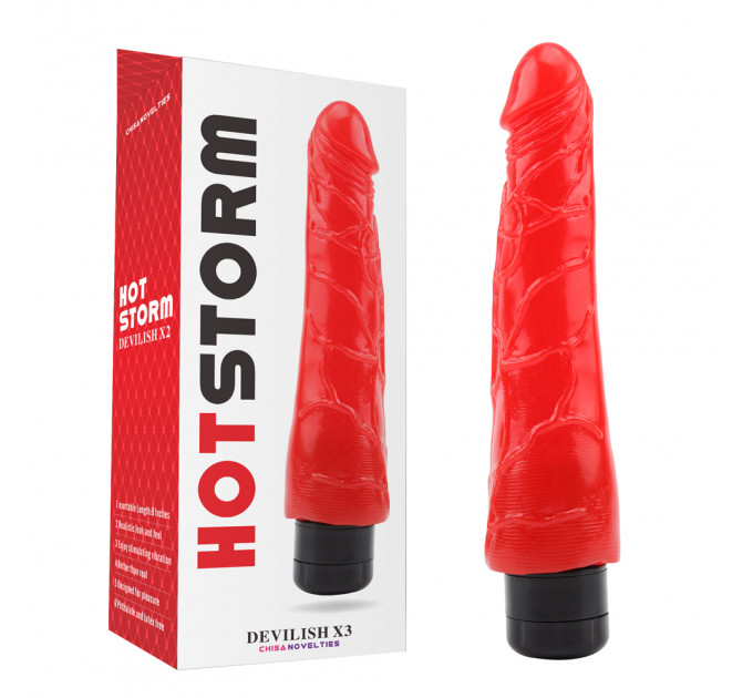 Вибратор реалистичный большого размера Chisa Hotstorm Devilish X3 на батарейках, красный