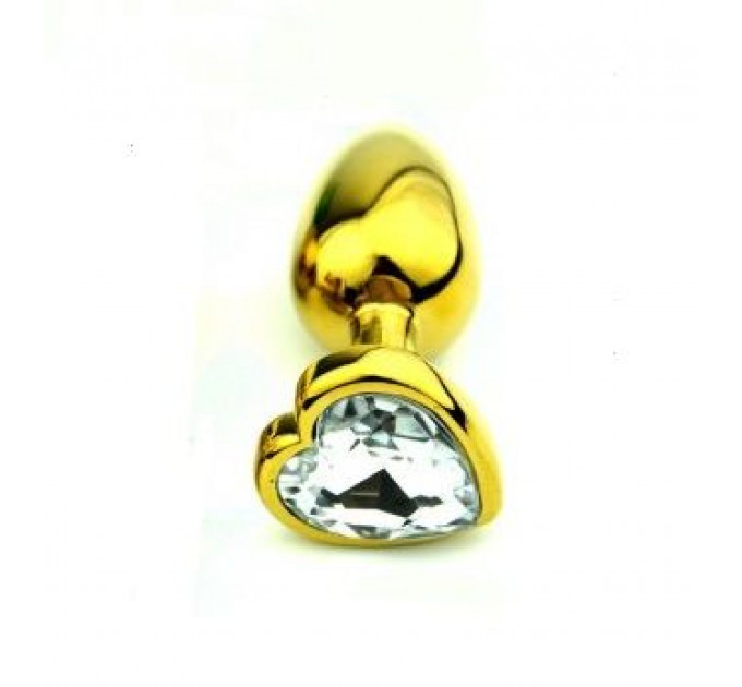 Анальная пробка Gold Metal Heart Diamond, M