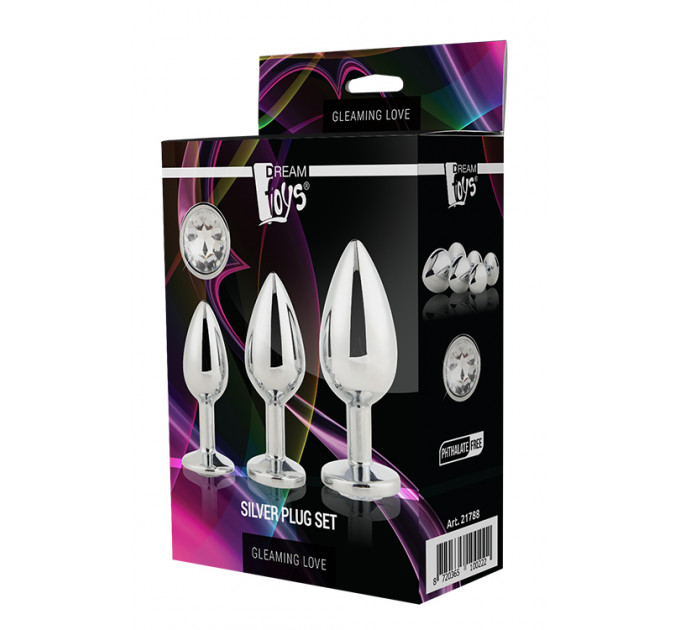Набір анальних пробок Dream Toys GLEAMING LOVE SILVER PLUG SET
