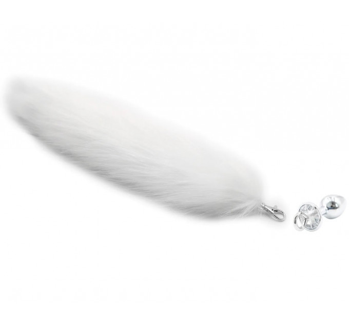 Анальная пробка искусственный меха DS Fetish Anal plug faux fur fox tail white polyeste