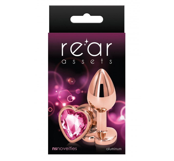 Анальная пробка REAR ASSETS ROSE GOLD HEART PINK, S