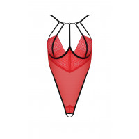 Боди с высоким вырезом бедра, S/M красный Akita Body - Passion Exclusive