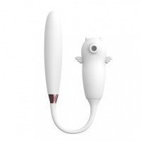 Двойной вибратор с вакуумной стимуляцией Viola, с пульсацией и подогревом, белый