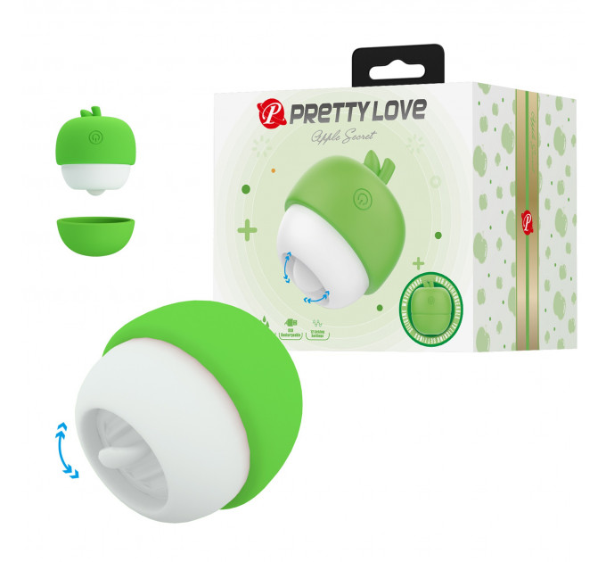 Клиторальный стимулятор с язычком Pretty Love APPLE Secret, зелёный