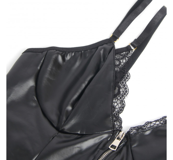 Корсет з підтяжками та підв'язками Star Night на блискавці, чорний, L