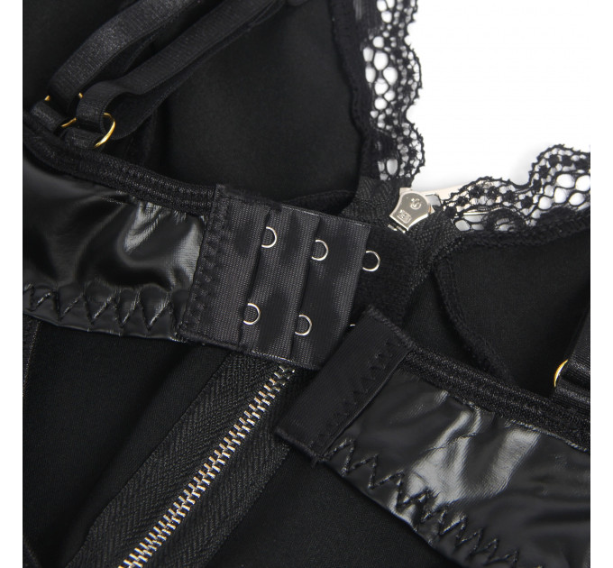 Корсет з підтяжками та підв'язками Star Night на блискавці, чорний, L