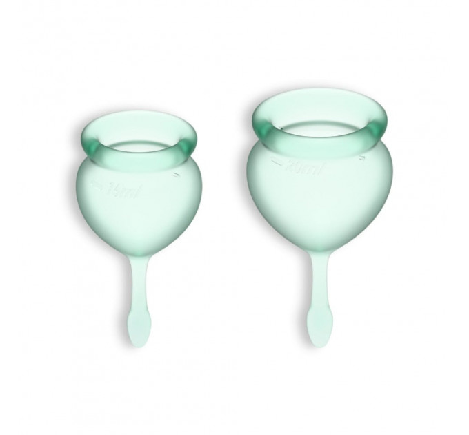 Набір менструальних чашок Satisfyer Feel Good зелені, медичний силікон, 2 шт. Набір менструальних чашок Satisfyer Feel Good зелені, медичний силікон, 2 шт.
