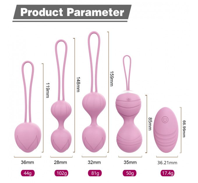 Набор вагинальных виброшариков Every Night Toys Beata, 4 шт, с дистанционным пультом, сиреневый