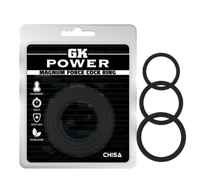 Набор эрекционных колец Chisa GK Power с разным диаметром, черный