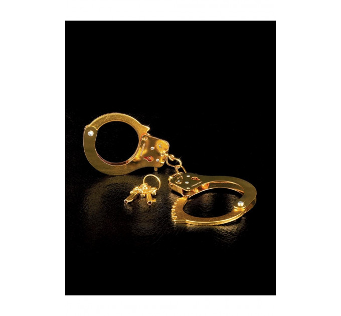 Наручники с ключиком и предохранительным рычагом Pipedream Fetish Fantasy Gold золотистого цвета
