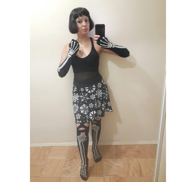 Рукавички без пальців Leg Avenue Skeleton Fingerless Gloves, чорні, O/S