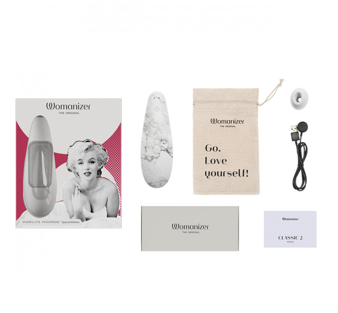 Вакуумный стимулятор клитора Womanizer Marilyn Monroe White Marble