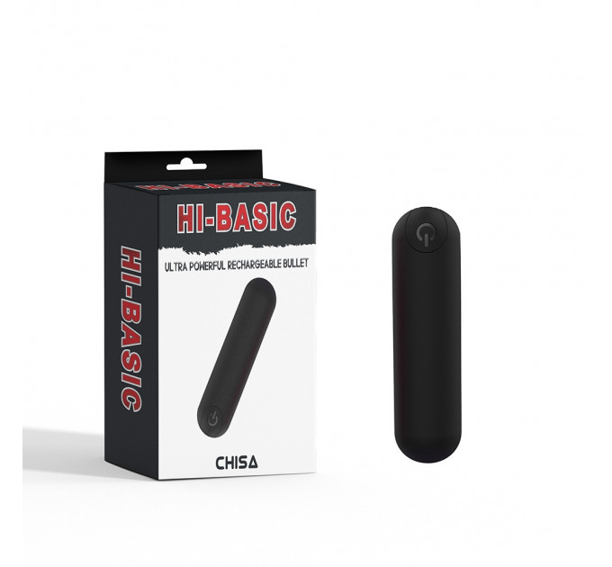 Вибропуля перезаряжаемая с аккумулятором Chisa Hi-Basic Ultra Powerful Rechargeable Bullet, черный