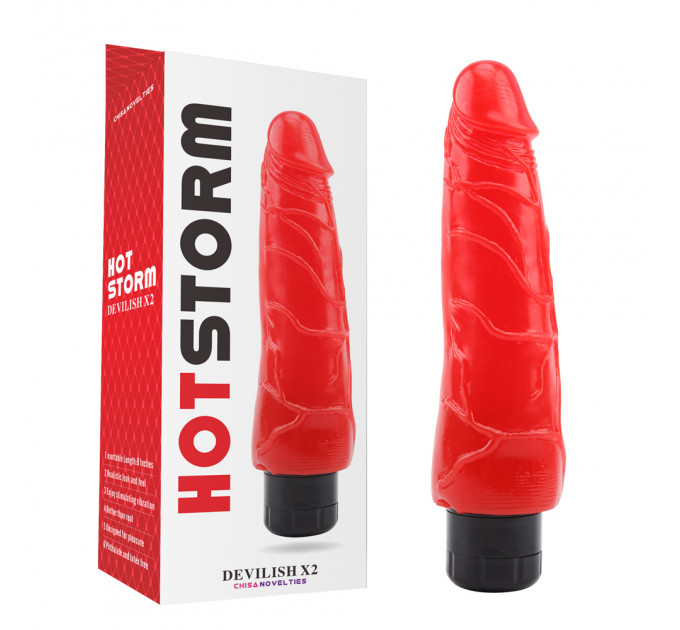 Вибратор реалистичный на батарейках Chisa Hotstorm Devilish X2, красный