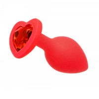 Анальная пробка Red Silicone Heart Red, M