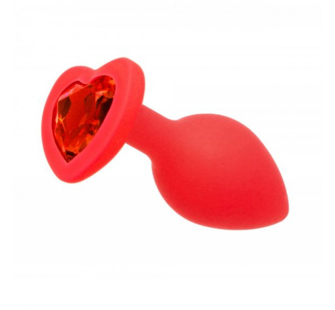 Анальная пробка Red Silicone Heart Red, M