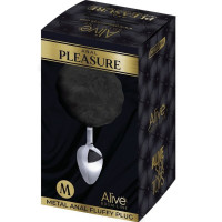 Анальная пробка металлическая Alive Anal Pleasure с черным хвостиком, M