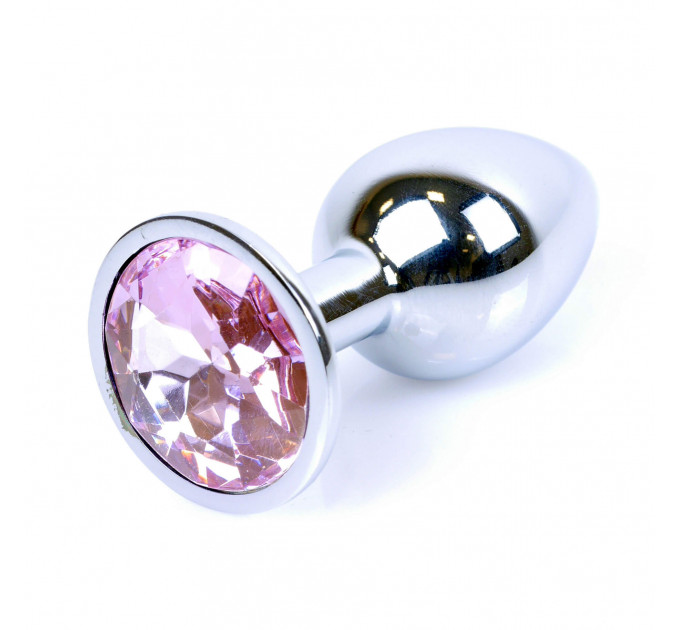Анальная пробка с камнем Plug-Jewellery Silver PLUG- Rose размер S