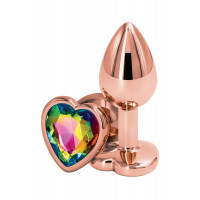 Анальная пробка REAR ASSETS ROSE GOLD HEART RAINBOW, S
