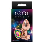 Анальная пробка REAR ASSETS ROSE GOLD HEART RAINBOW, S