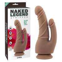 Фаллоимитатор двойной на присоске Chisa Naked Legend Stripper 8.5 бежевый