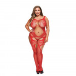 Комбинезон в мелкую сетку с узорами Lapdance Lingerie красный, Size Plus