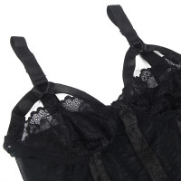 Кружевное боди Star Night с доступом и подтяжками, черное, XS-S