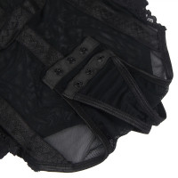 Кружевное боди Star Night с доступом и подтяжками, черное, XS-S