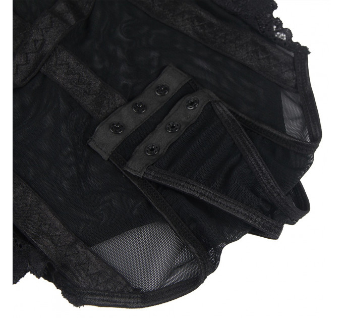 Мереживне боді Star Night з доступом та підтяжками, чорне, XS-S