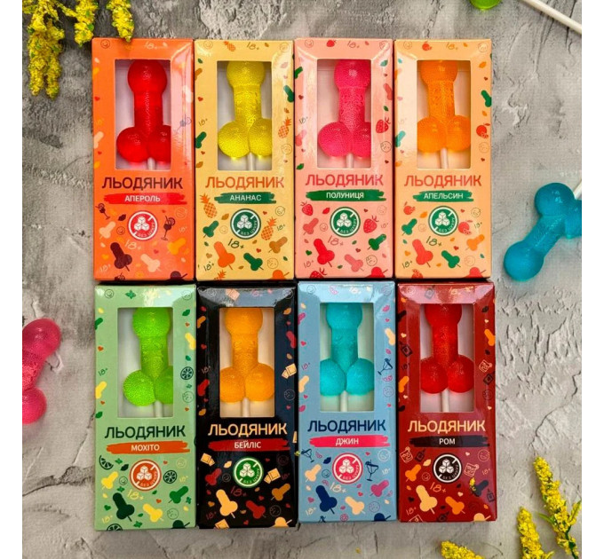Льодяник у формі пеніса VidDushi HOT зі смаком Ром (без цукру), 17 гр