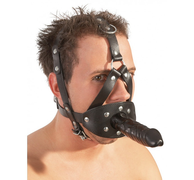 Маска с кляпом и фаллоимитатором ZADO FETISH, черная
