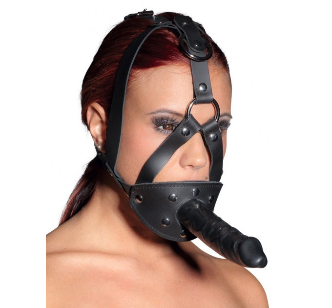 Маска с кляпом и фаллоимитатором ZADO FETISH, черная