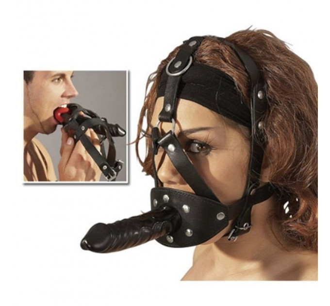 Маска с кляпом и фаллоимитатором ZADO FETISH, черная