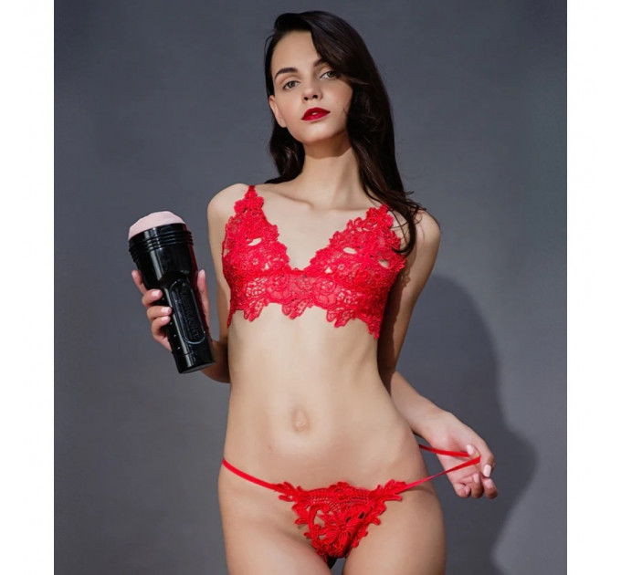 Мастурбатор вагина в колбе Pink Lady Destroya Fleshlight, рельефный, киберкожа, бежевый