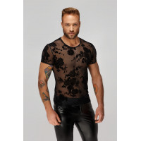 Чоловічі футболки з сітки з візерунками квітів Noir Handmade чорна, S
