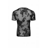 Мужская футболка из сетки с узорами цветов Noir Handmade черная, S
