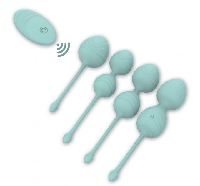 Набор вагинальных виброшариков Every Night Toys Hailey, 4 шт, с дистанционным пультом, бирюзовый
