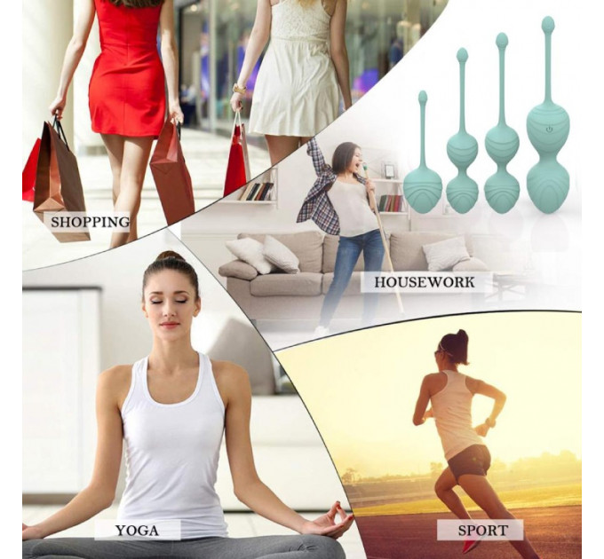 Набор вагинальных виброшариков Every Night Toys Hailey, 4 шт, с дистанционным пультом, бирюзовый