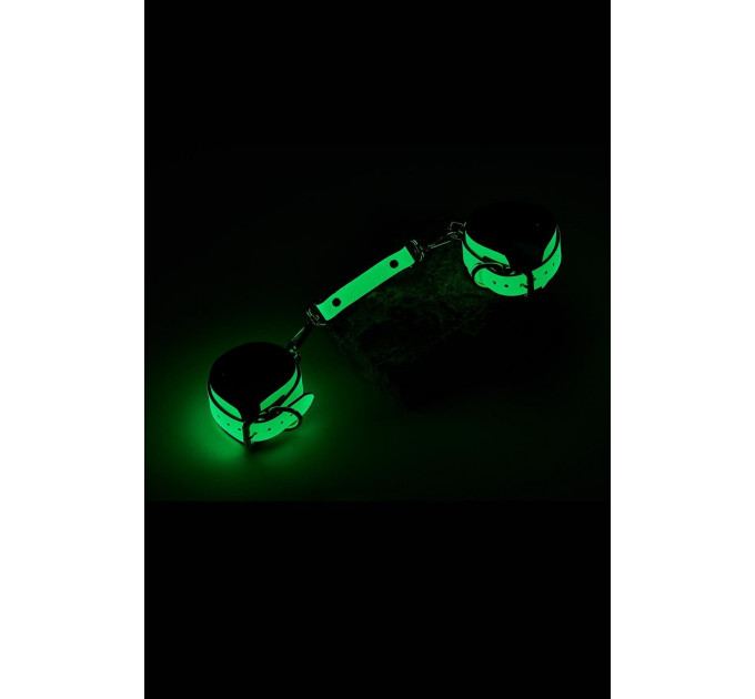 Наручники люмінесцентні DreamToys Radiant Glow In The Dark із золотистою фурнітурою, зелені