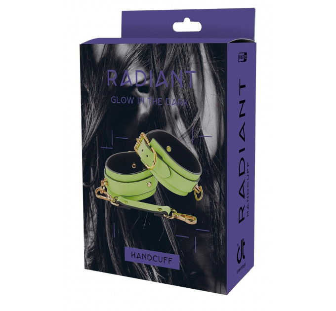 Наручники люмінесцентні DreamToys Radiant Glow In The Dark із золотистою фурнітурою, зелені