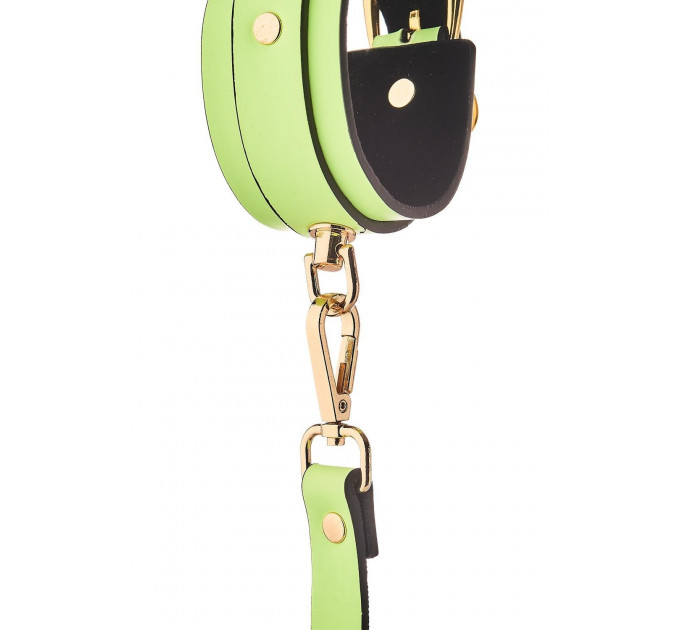 Наручники люмінесцентні DreamToys Radiant Glow In The Dark із золотистою фурнітурою, зелені