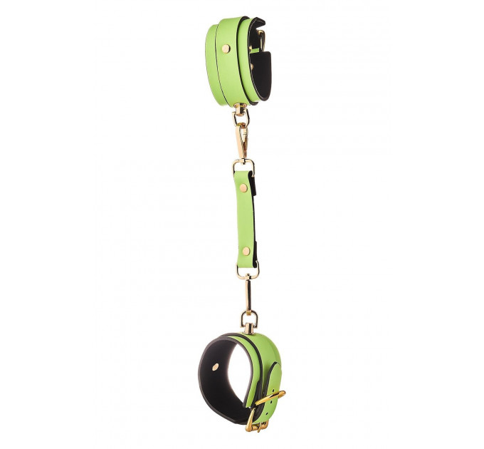 Наручники люмінесцентні DreamToys Radiant Glow In The Dark із золотистою фурнітурою, зелені