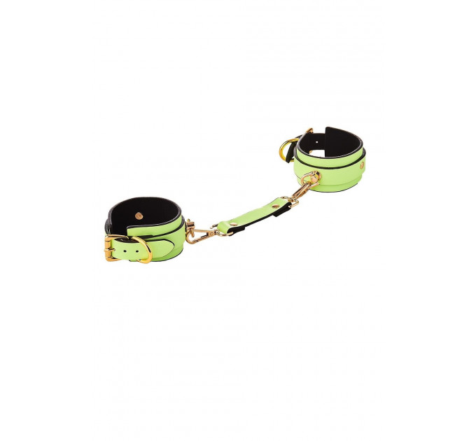 Наручники люмінесцентні DreamToys Radiant Glow In The Dark із золотистою фурнітурою, зелені