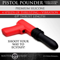 Вібратор у формі пістолета, із фрикціями Master Series Pistol Pounder червоно-чорний
