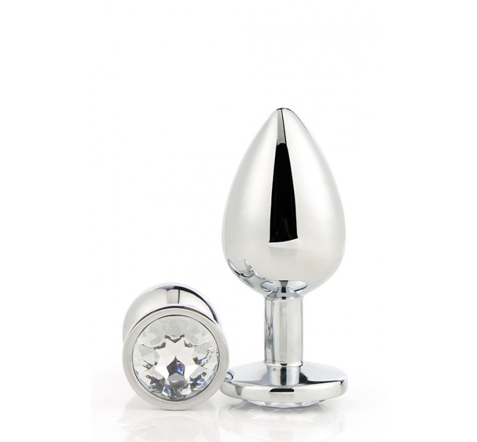Анальная пробка с камнем GLEAMING LOVE SILVER PLUG LARGE