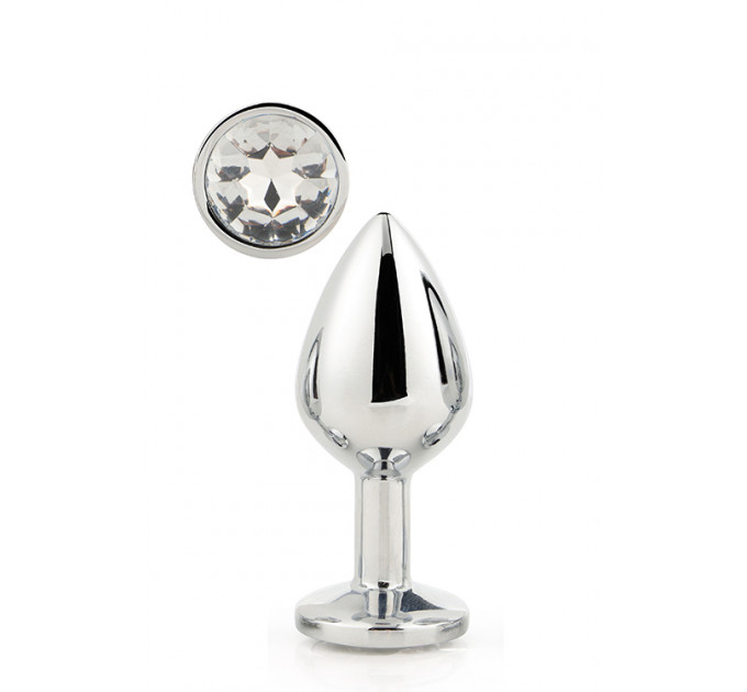 Анальная пробка с камнем GLEAMING LOVE SILVER PLUG LARGE