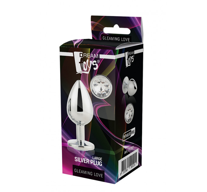 Анальная пробка с камнем GLEAMING LOVE SILVER PLUG LARGE