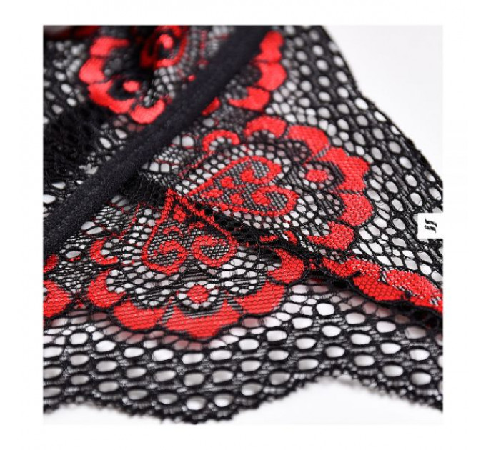 Боди Obsessive Megies с перекрещивающимися стрепами, черно-красный, L/XL