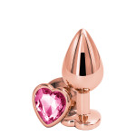 Анальная пробка REAR ASSETS ROSE GOLD HEART PINK, M