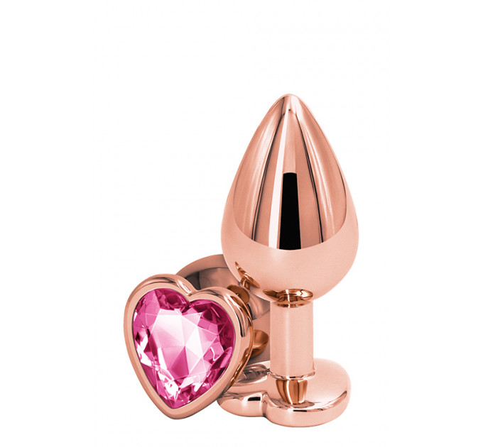 Анальная пробка REAR ASSETS ROSE GOLD HEART PINK, M